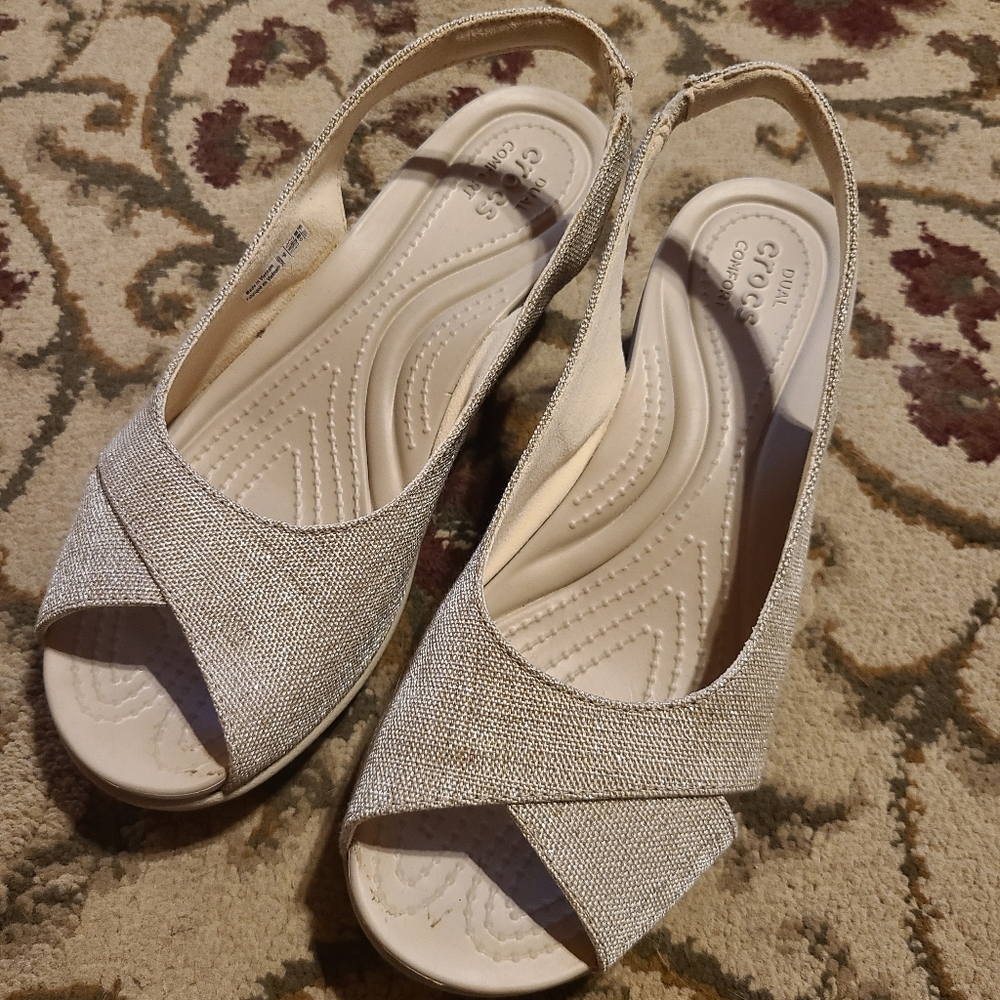 Crocs Beige Wedges Size 6